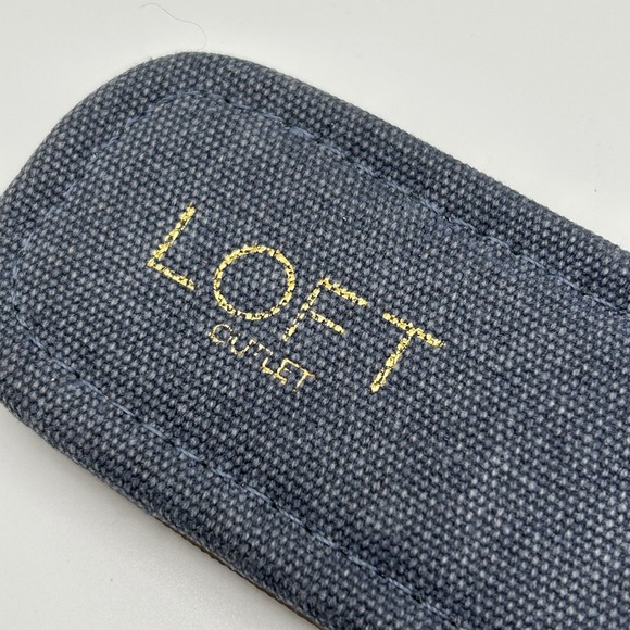 LOFT Outlet Blue Fabric Slides Flat Sandals Slip On with Brown Buckle Womens 10M - Picture 5 of 9